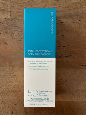 NWT Colorescience Total Protection Body Shield Glow SPF 50 - Teal & White